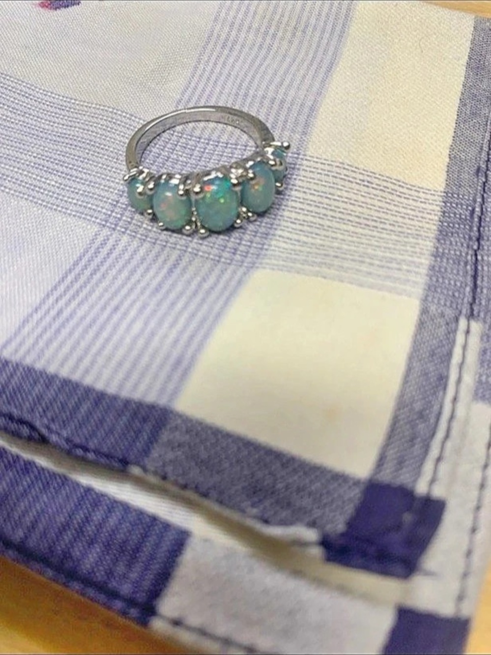Vintage opalite Turquoise-Colored Stone Ring in Blue & Silver Like New
